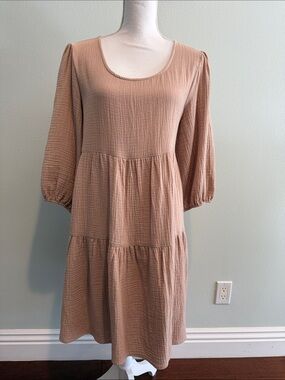WOMENS NO LESS THEN  Scoop Neck Tiered Dress in Dusty Rose ptp22